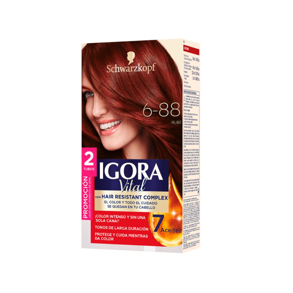 Tinte para cabello IGORA VITAL rubí color intenso (2  und)