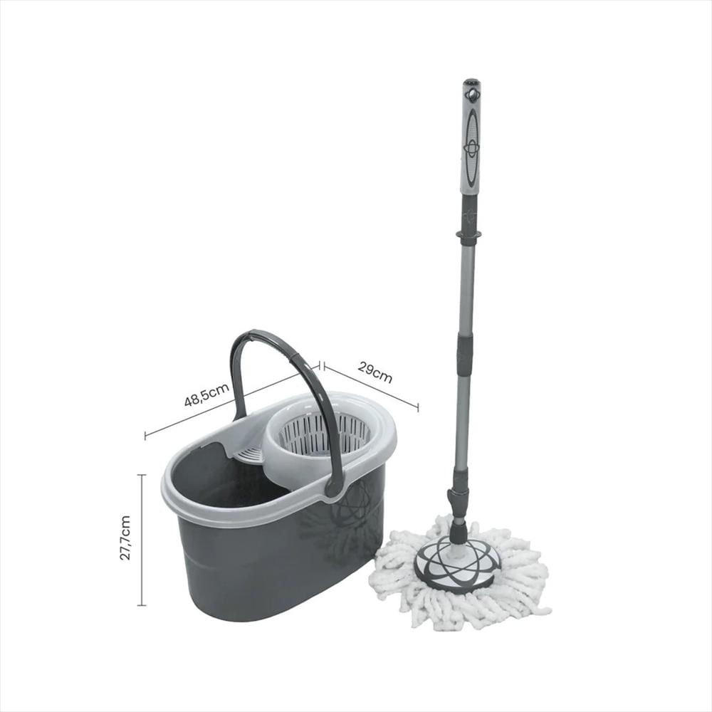 Balde Centrifugador 10 Lt Con Mopa Microfibra 4 1053873 Gris img #6