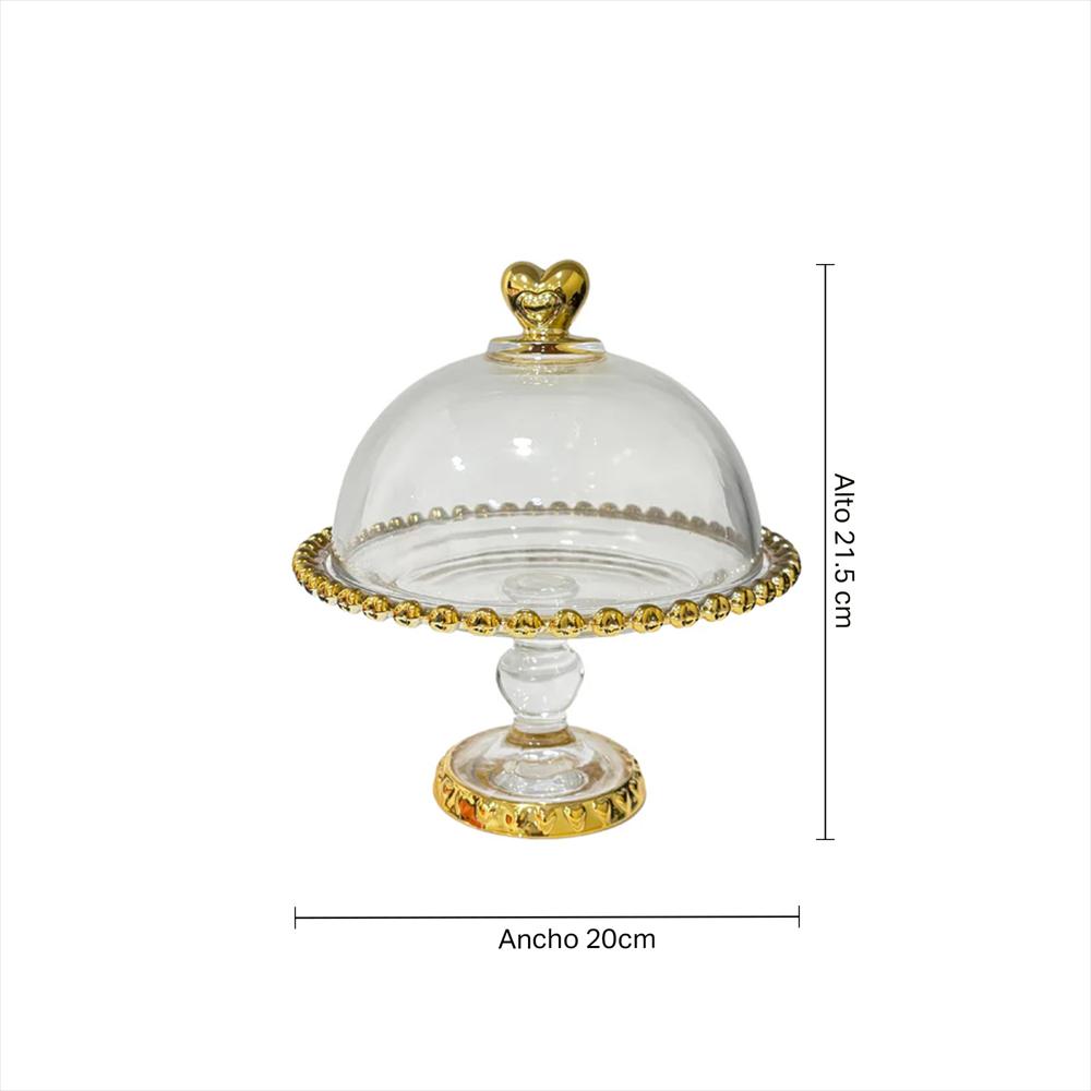 Tortera Vidrio Con Tapa Y Base Mt0821 7 Transparente/Oro img #8
