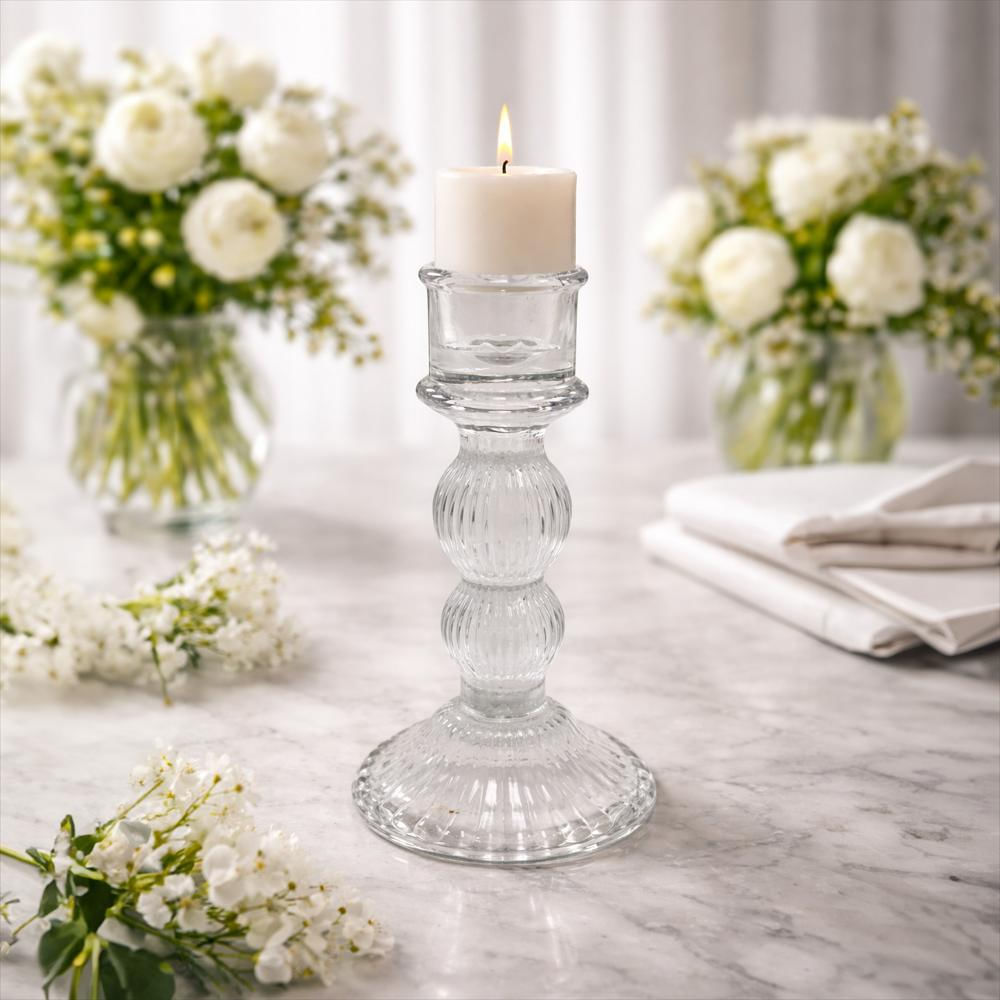 Candelabro De Vidrio Acanalado Mt0821 13R Transparente img #6