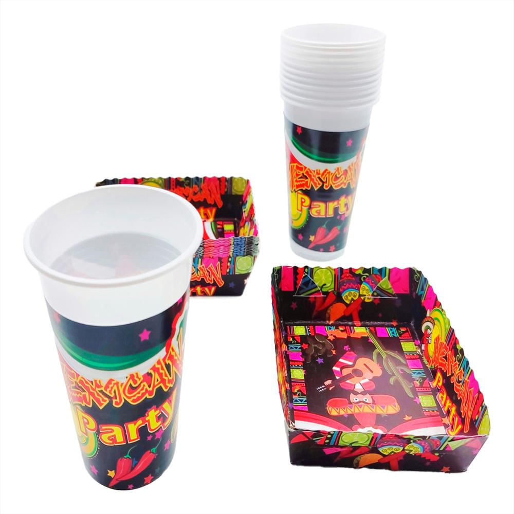 Kit 12 Vasos Platos Decorativos Fiesta Mexicana Comprar Ya img #9