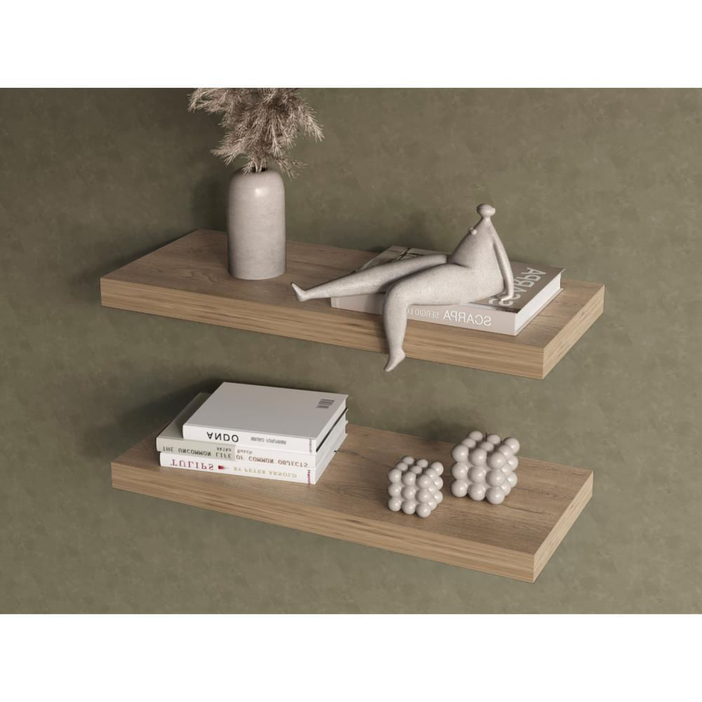 Repisa Flotante Maca X2, Macadamia, Con Espacio Para Ubicar Objetos Zf img #2