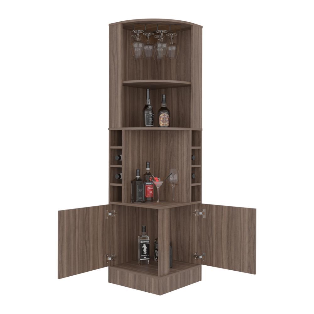 Bar Esquinero Celeste, Avellana Con Dos Puertas Y Espacio Porta Copas Zf img #2