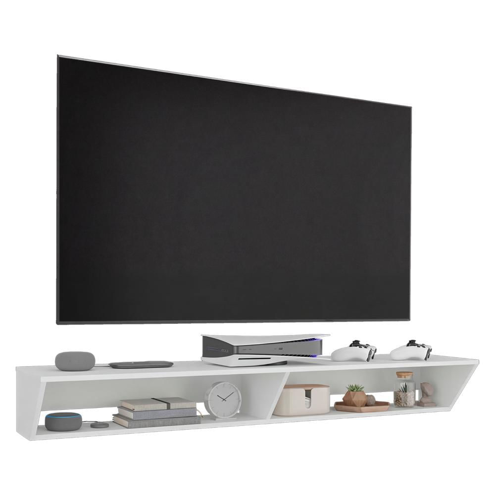 Mesa Para Tv Russel, Kronos Blanco, Flotante Con Espacio Para Ubicar Objetos Zf img #1