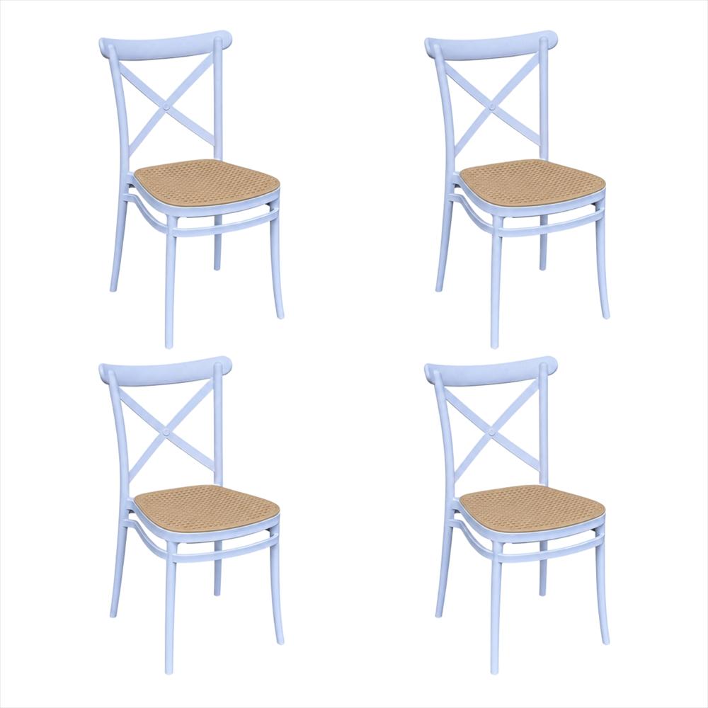 Set X4 Sillas Crossback Alis Color Blanco Tipo Mimbre img #1