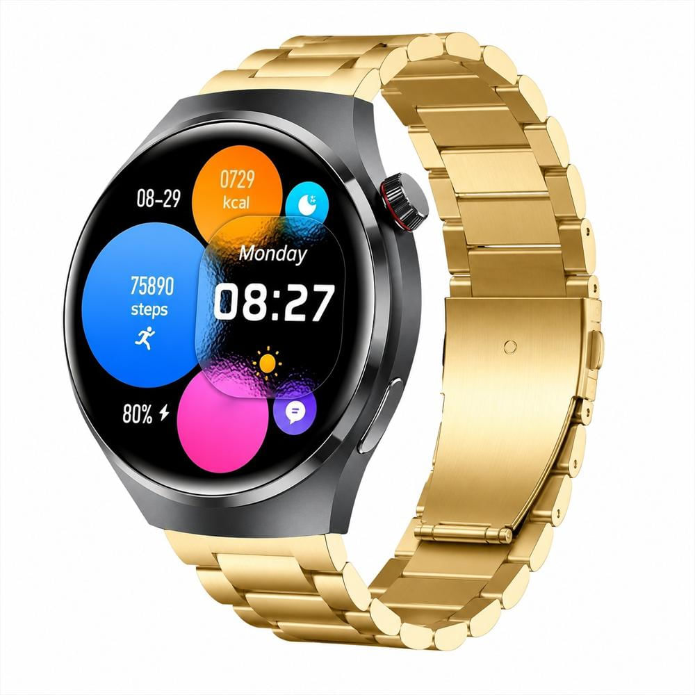 Smartwatch K700 Redondo Bluetooth Llamadas Deporte Doble Manilla Hd Dorado img #3