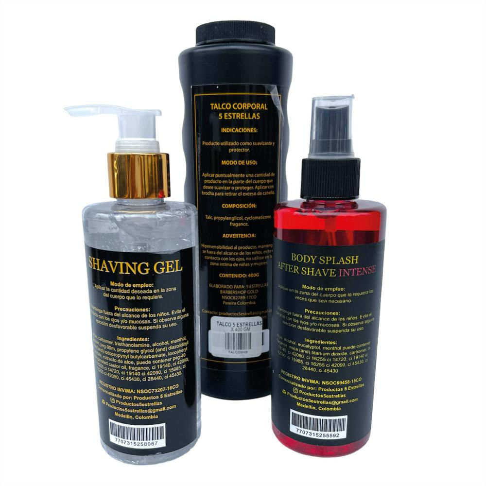Combo 2 Barberia 5 Estrellas Talco Gel Afeitado Y Splash Refrescante img #5