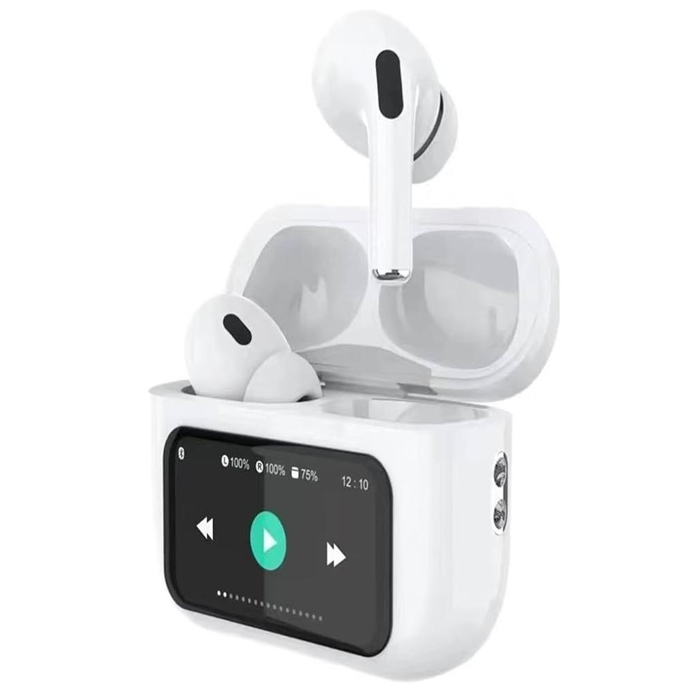 Audifonos Inalambricos Bluetooth A9 Pro Con Pantalla Tactil Led Blanco img #1