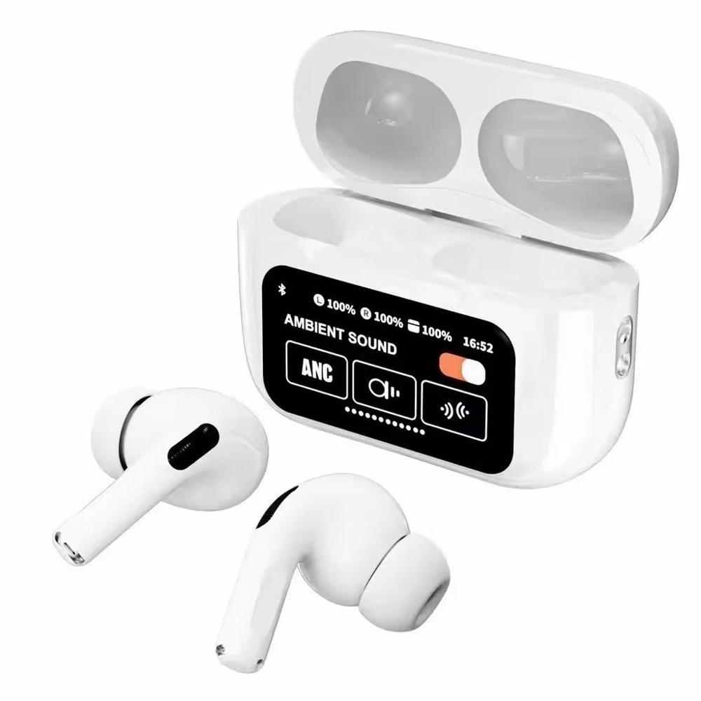 Audifonos Inalambricos Bluetooth A9 Pro Con Pantalla Tactil Led Blanco img #4