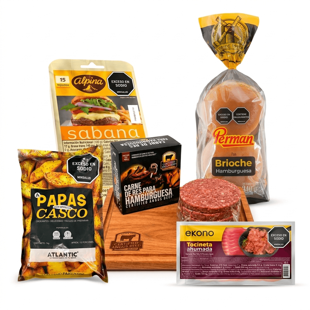 Combo Mundial Queso Sabana x 250 g + Hamburguesa x 480 g + Pan 350 g + Tocineta 200 g + Papas x 1000 g img #1