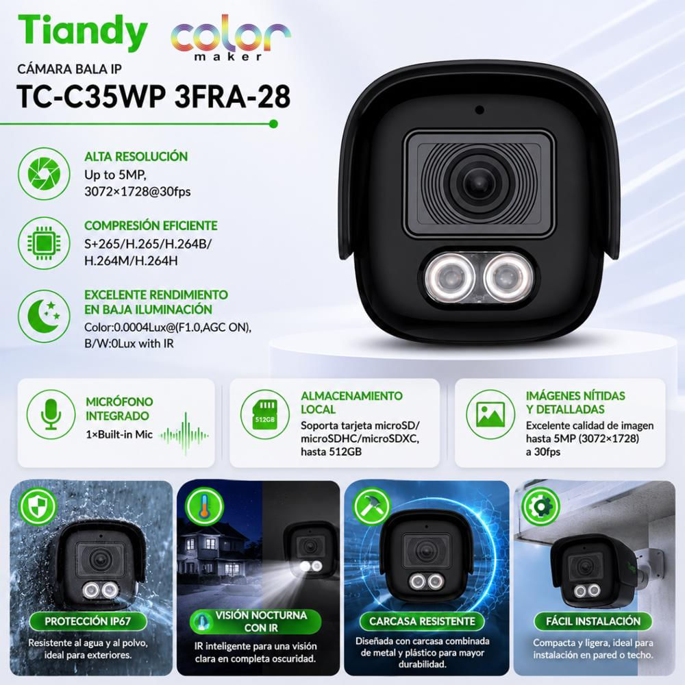 Cámara Ip 5Mp Con Detección De Personas Y Vehículos img #2