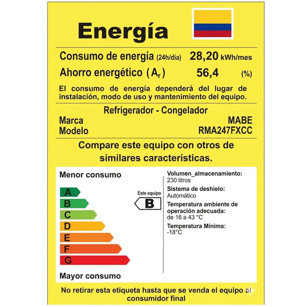 Nevera MABE No Frost Congelador Superior 247L RMA247FXCC RMA247FXCC Black steel img #8