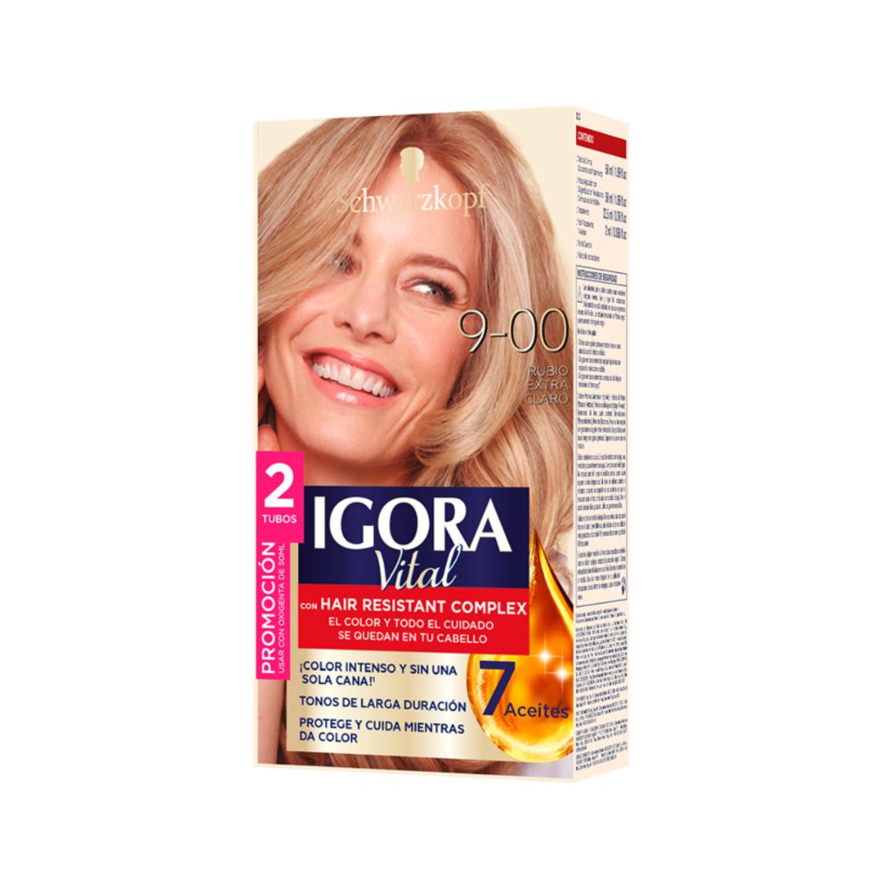 Tinte para cabello IGORA VITAL rubio extra claro larga duración (2  und)
