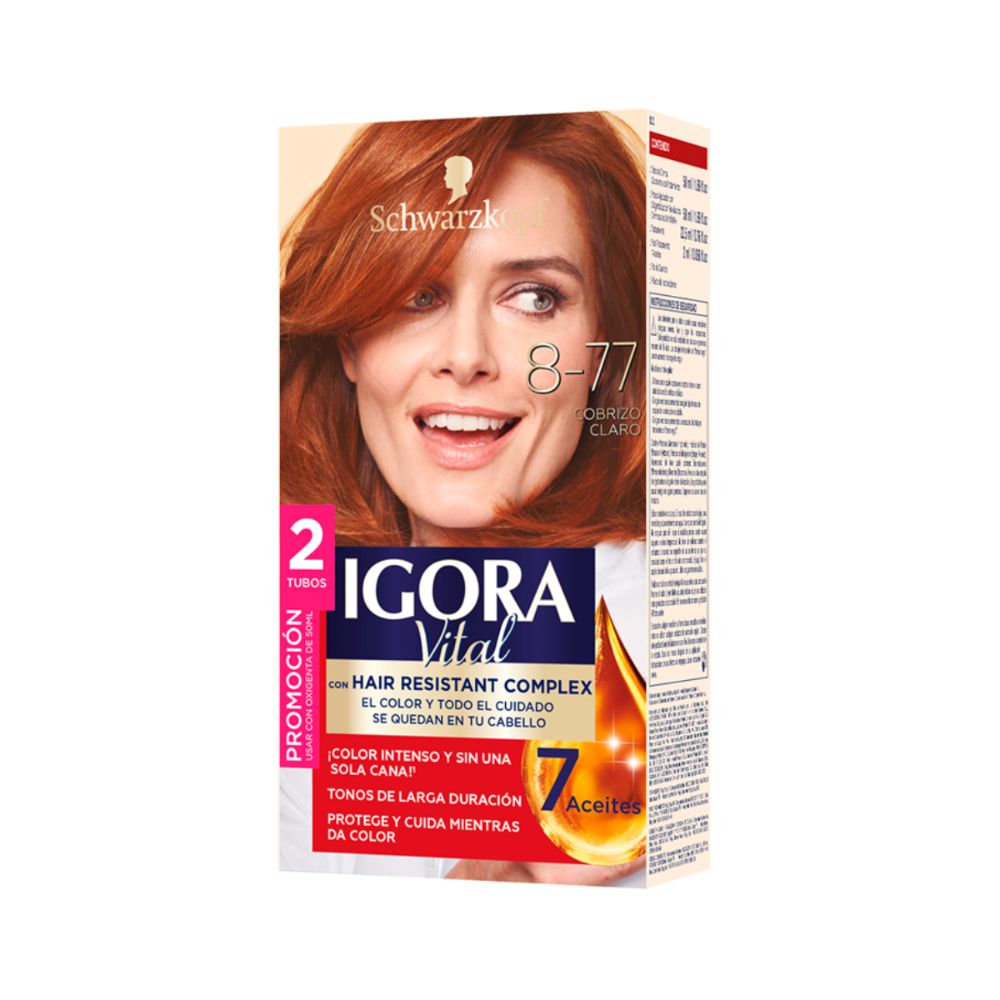 Tinte para cabello IGORA VITAL cobrizo claro larga duración (2  und)