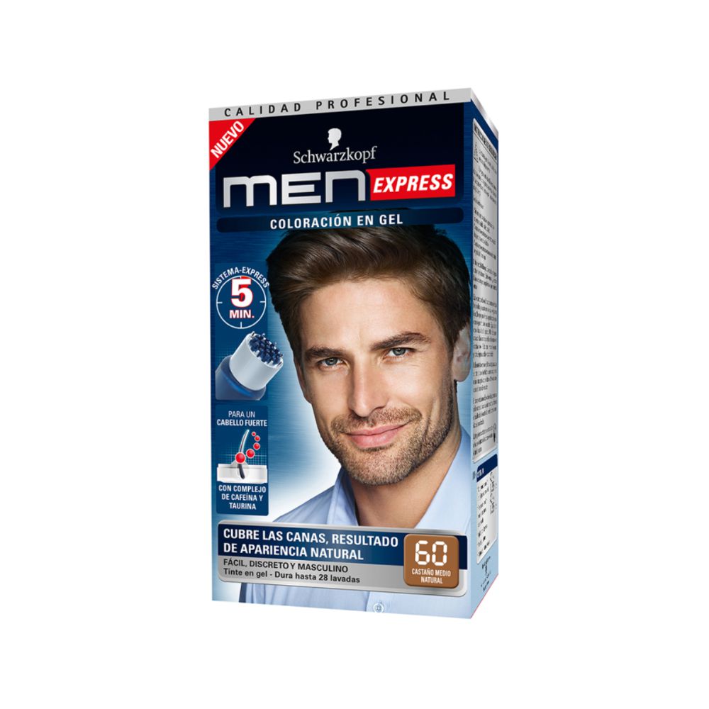 Tinte para cabello MEN EXPRESS castaño medio natural en gel (1  und)