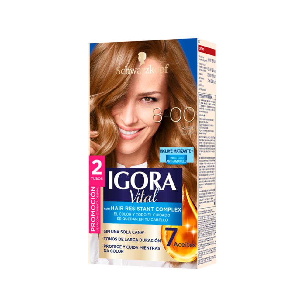 Tinte para cabello IGORA VITAL rubio claro larga duración (2  und)