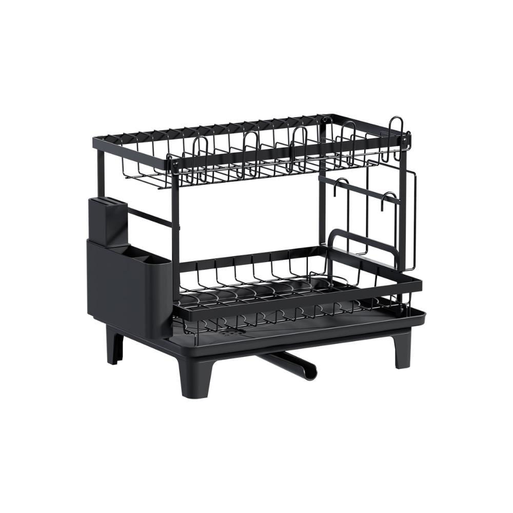 Escurridor De Platos Flow, Negro, Metalico De 2 Niveles img #1