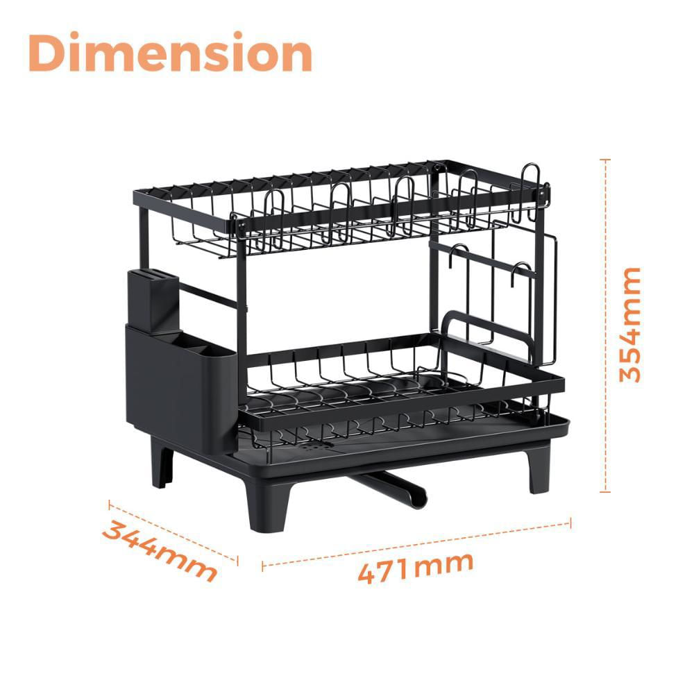 Escurridor De Platos Flow, Negro, Metalico De 2 Niveles img #5