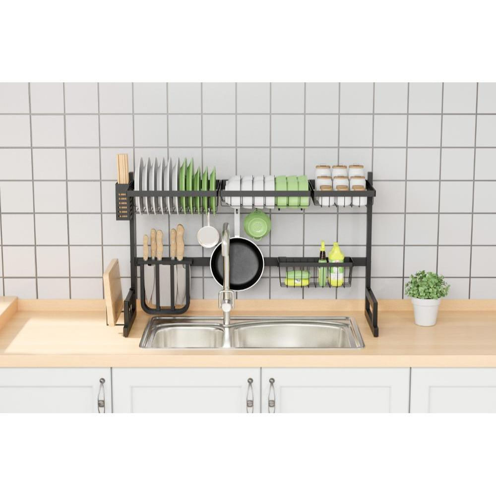 Escurridor De Platos Cristora, Negro, Metalico Doble De 2 Niveles img #2