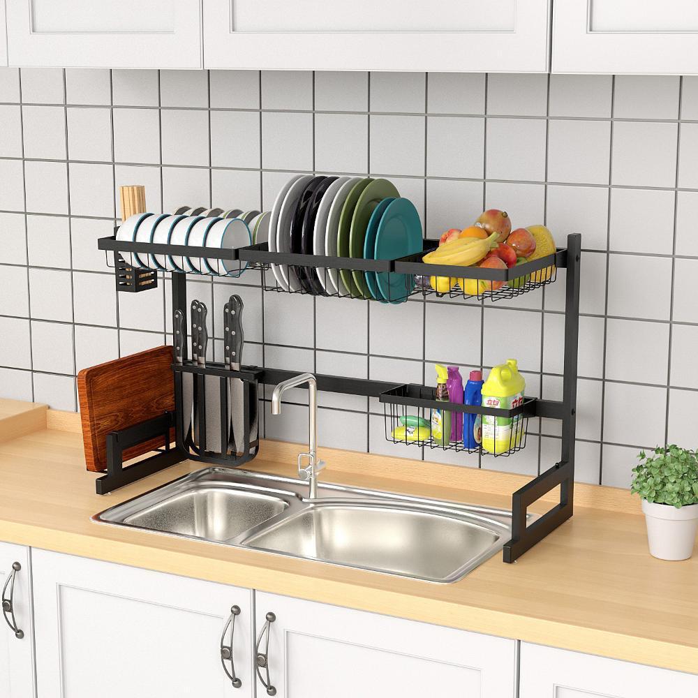 Escurridor De Platos Cristora, Negro, Metalico Doble De 2 Niveles img #3