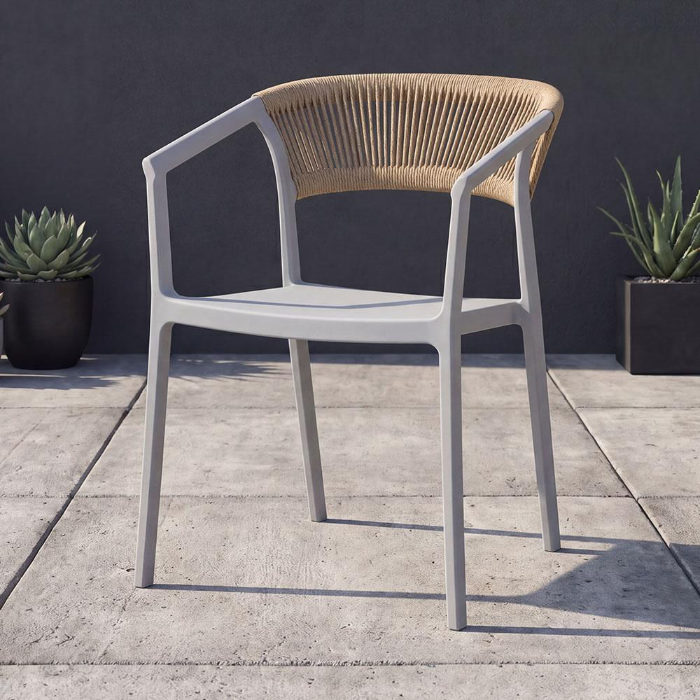 Silla Bali, Gris, Con Espaldar En Cuerdas Y Diseño Moderno img #2