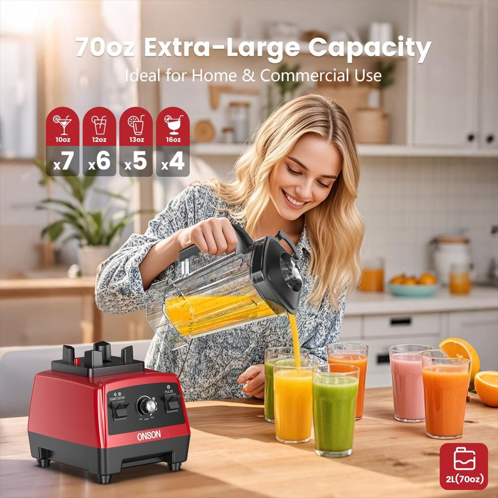 Licuadora Onson 70 Oz 1800 W Para Smoothies Y Triturar Hielo img #8