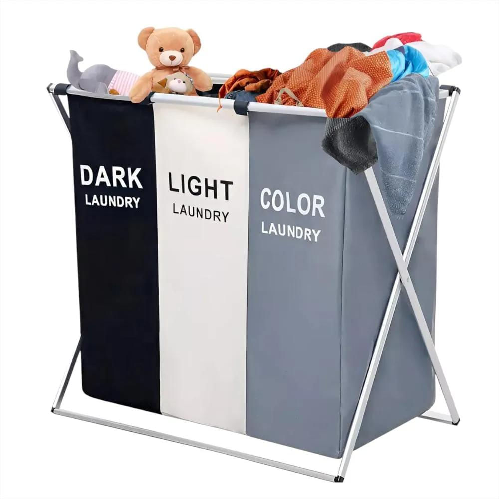 Organizador Ropa Sucia Triple Espacio Ordenado img #2