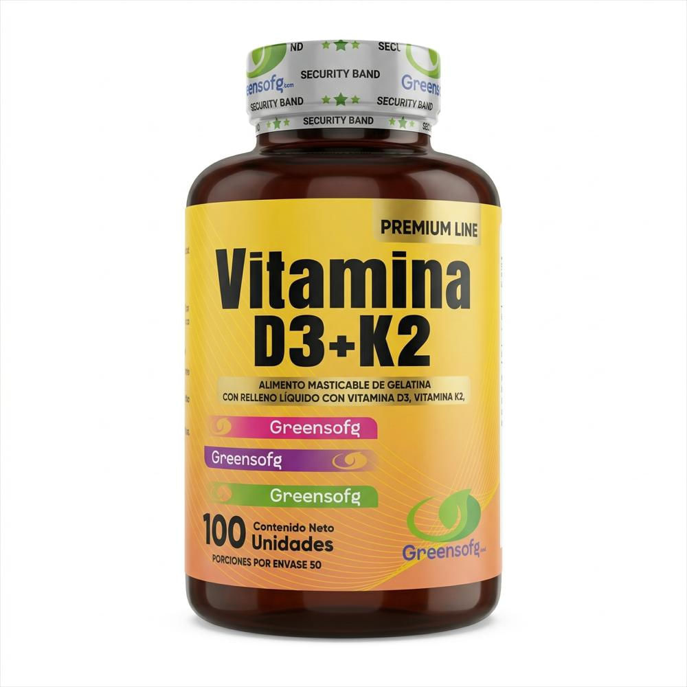 Vitamina D3 5000 Iu + K2 Greensofg | 100 Cápsulas Masticables img #1