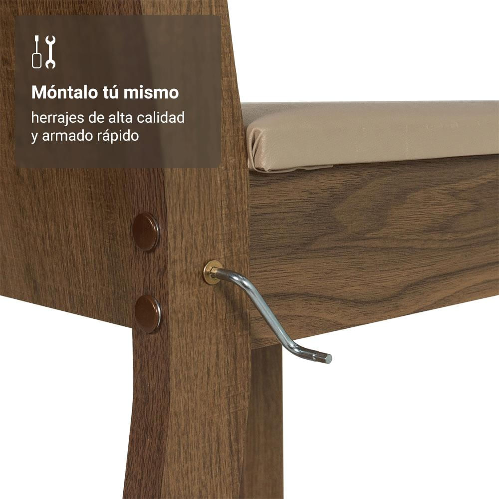 Juego De Comedor Analu Con 6 Sillas Marrón/Sintético Beige img #5
