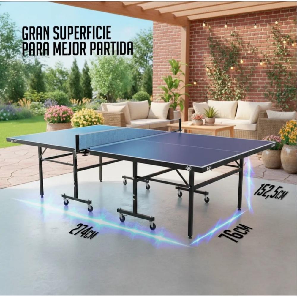 Mesa De Ping Pong Profesional 18Mm Color Azulclaro Con Rueda img #5