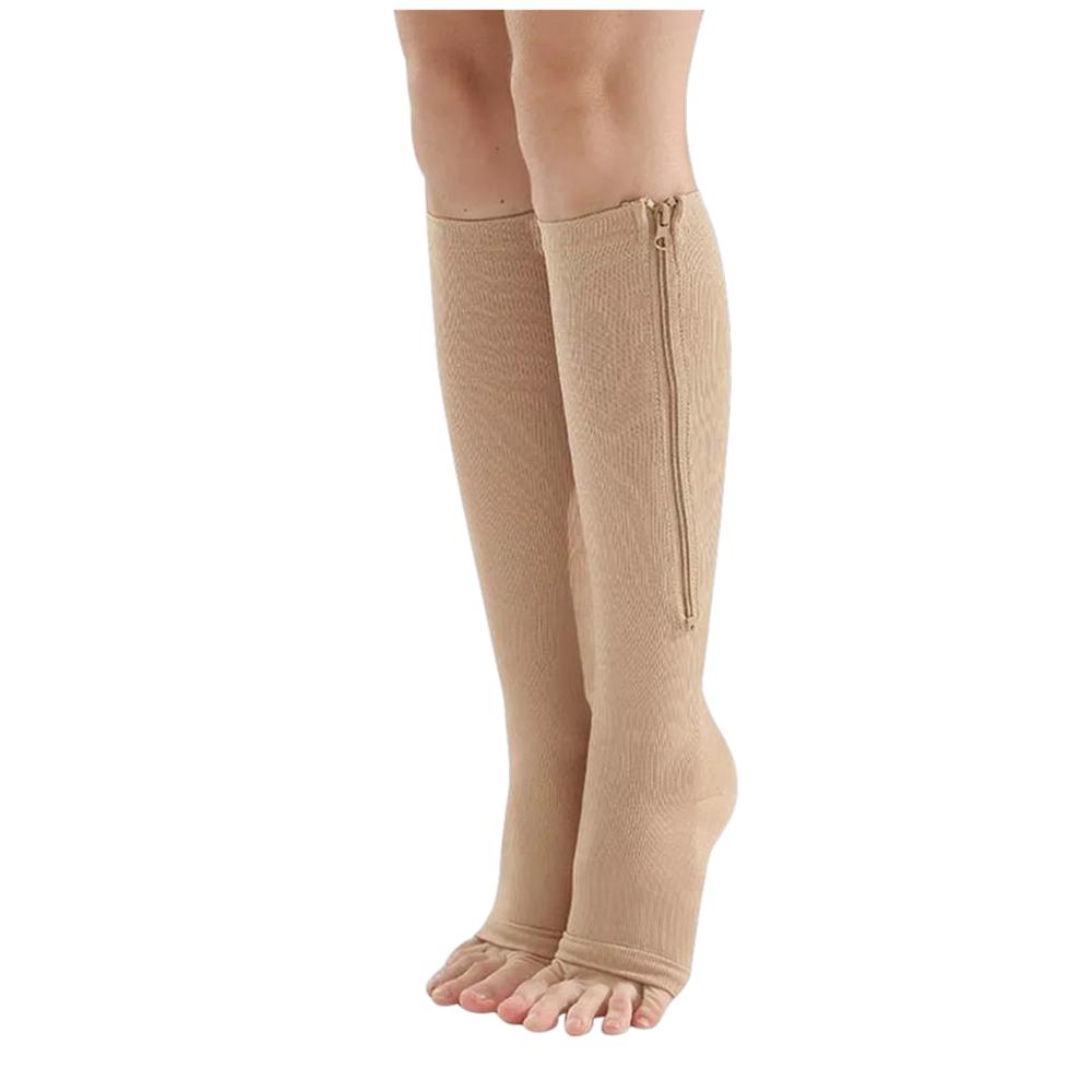 Medias De Compresion Anti Varices Con Cierre Ajustable Unisex S/M Beige img #1