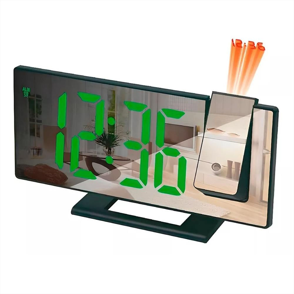 Reloj Digital De Proyeccion Con Alarma Temperatura Y Humedad Led Verde img #1
