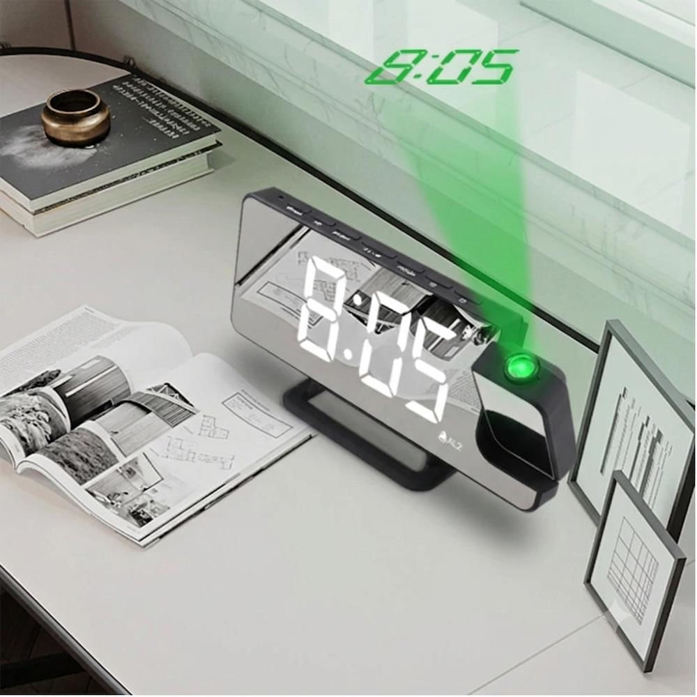 Reloj Digital De Proyeccion Con Alarma Temperatura Y Humedad Led Verde img #2