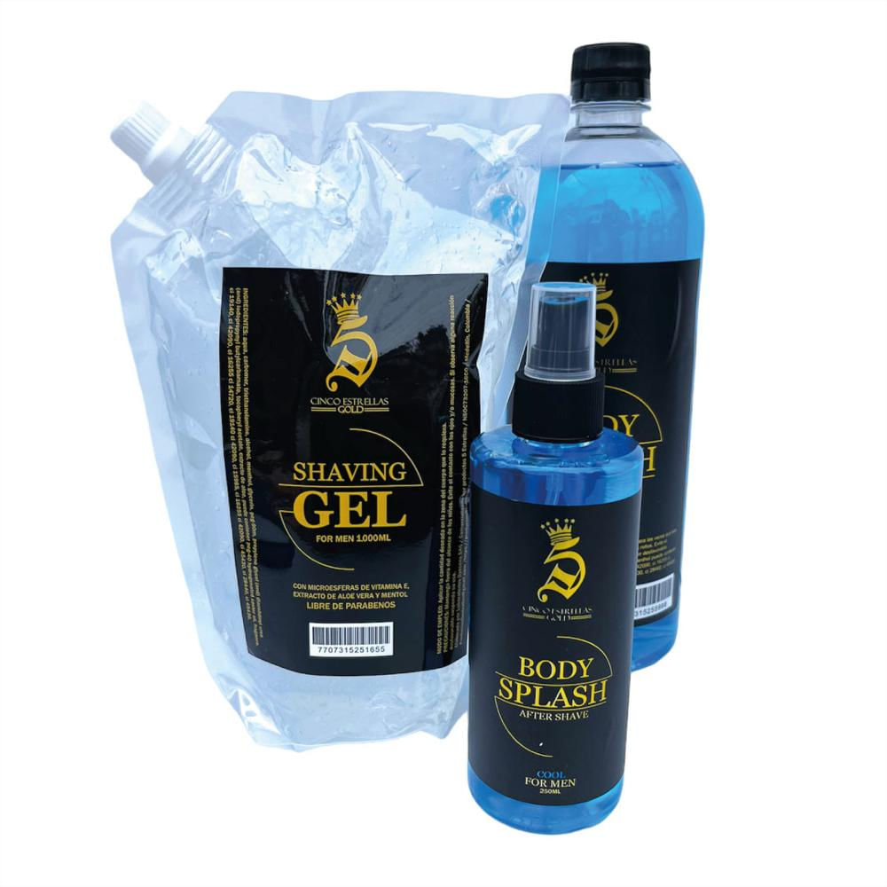 Combo Barberia 5 Estrellas Dos Lociones Y Gel Para Afeitado Profesional img #1