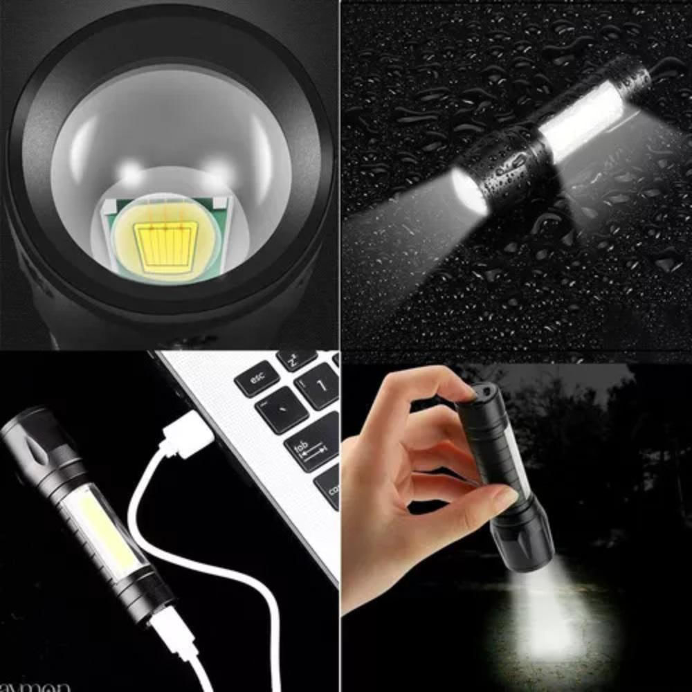 Linterna Tactica Led Recargable Usb Con Zoom Y Cuerpo De Aluminio img #3