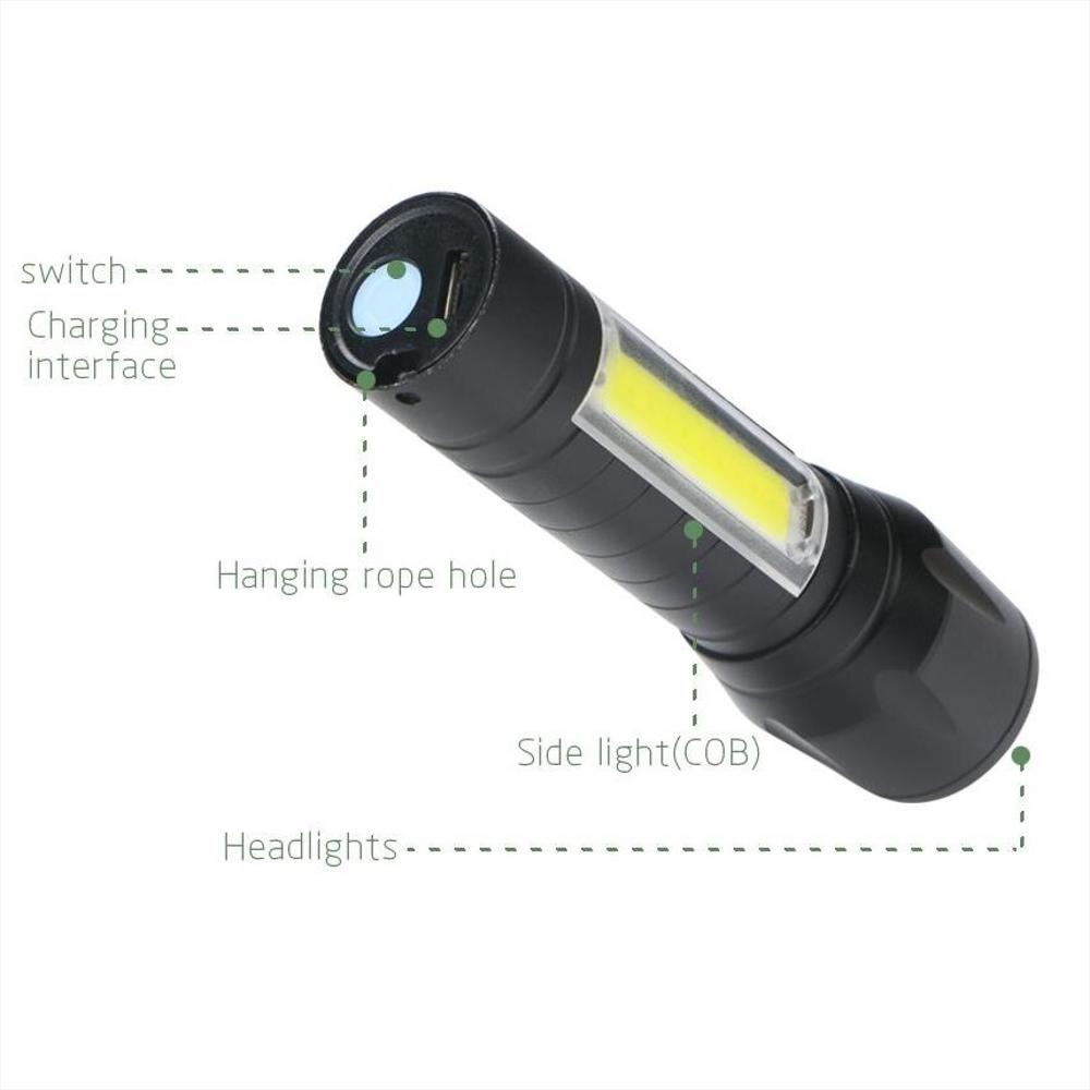 Linterna Tactica Led Recargable Usb Con Zoom Y Cuerpo De Aluminio img #5
