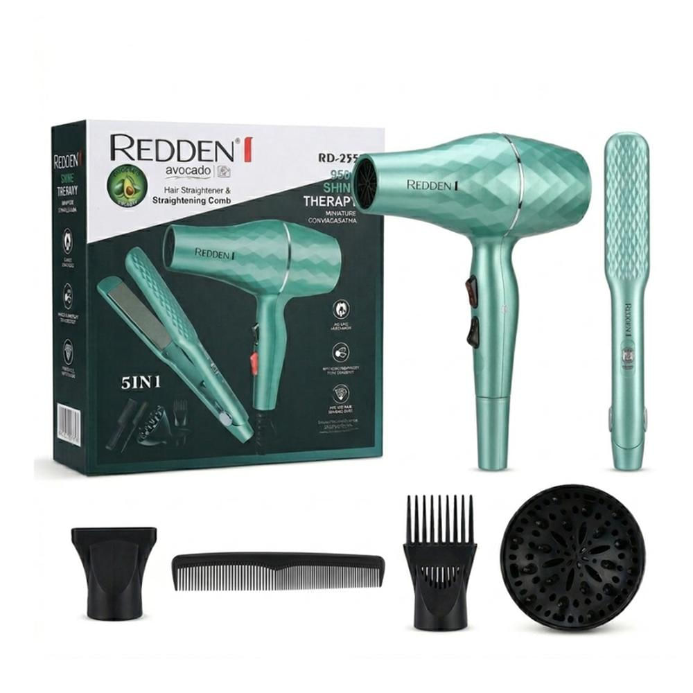Kit 5En1 Secador Plancha Aguacate Profesional Redden 3D img #1