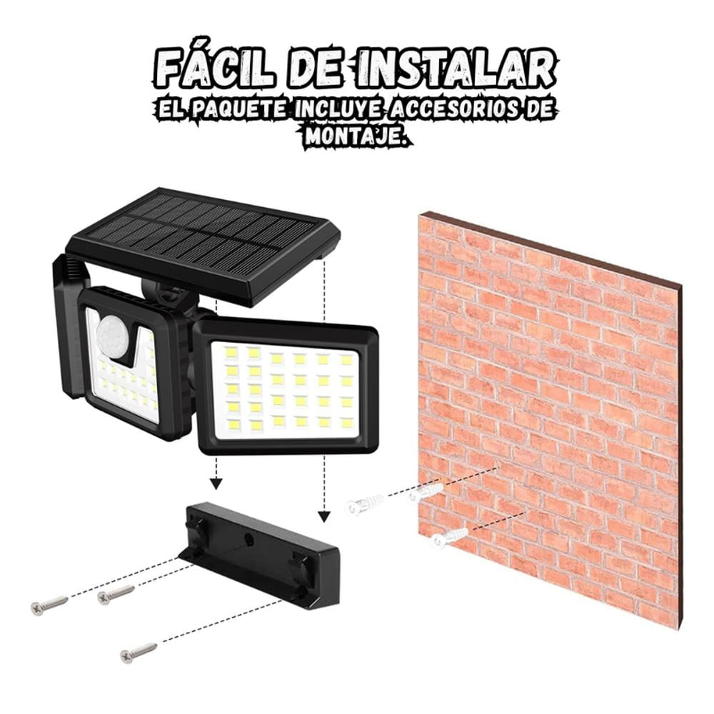 Lampara Solar Led 3 Secciones Ajustables Sensor Movimiento img #3