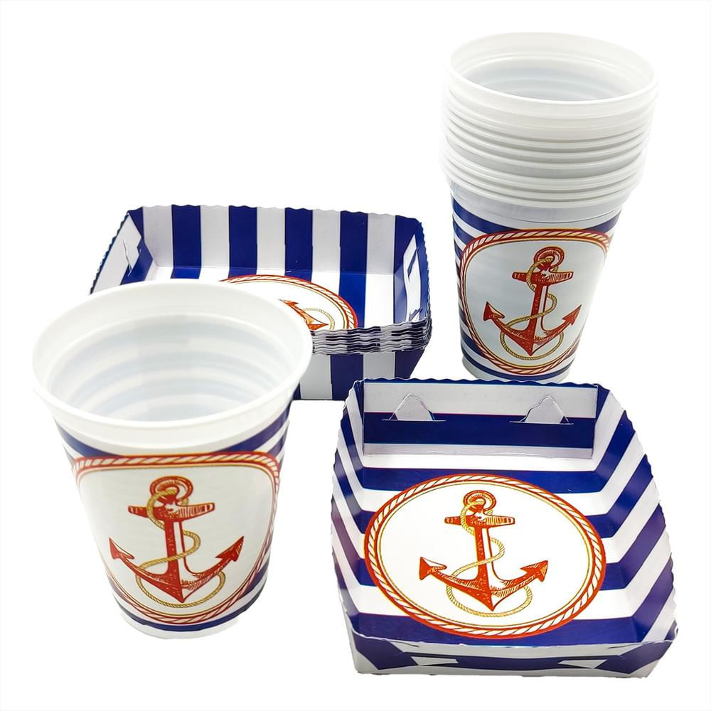 Kit 12 Vasos Plastico Cola Sirena Animales Marinos Morado img #1
