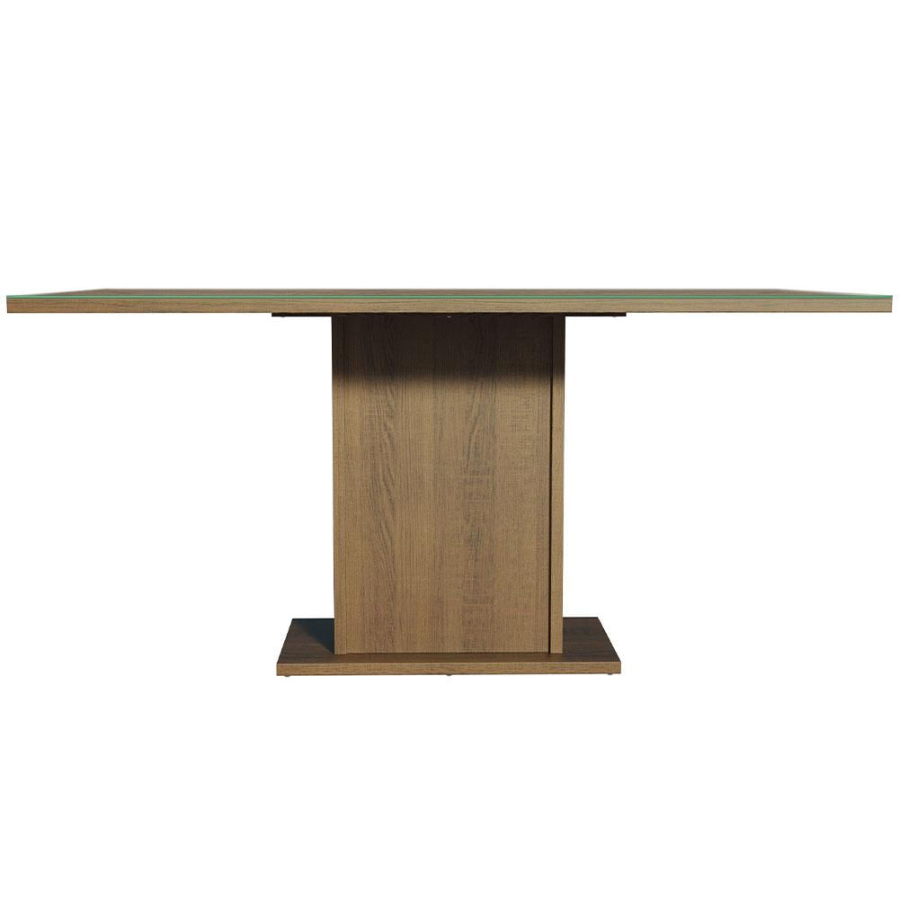 Mesa De Comedor Rectangular 6 Puestos Con Tablero De Madera Y Cristal Marrón img #5