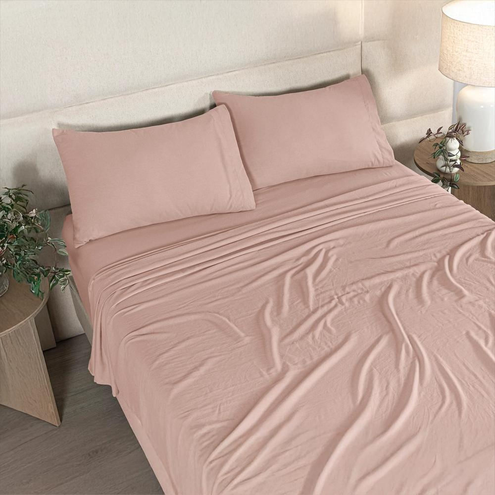 Sábanas Viasoft Washed Rosa, Para Cama Doble img #1