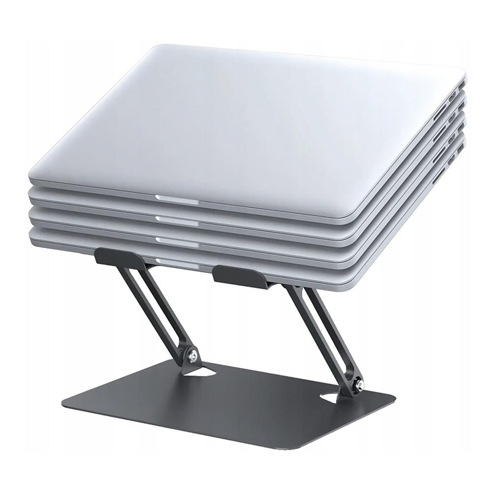 Soporte Base Acero Inoxidable Para Computador Y Tablet 2 Brazo Ajustable Gris img #3