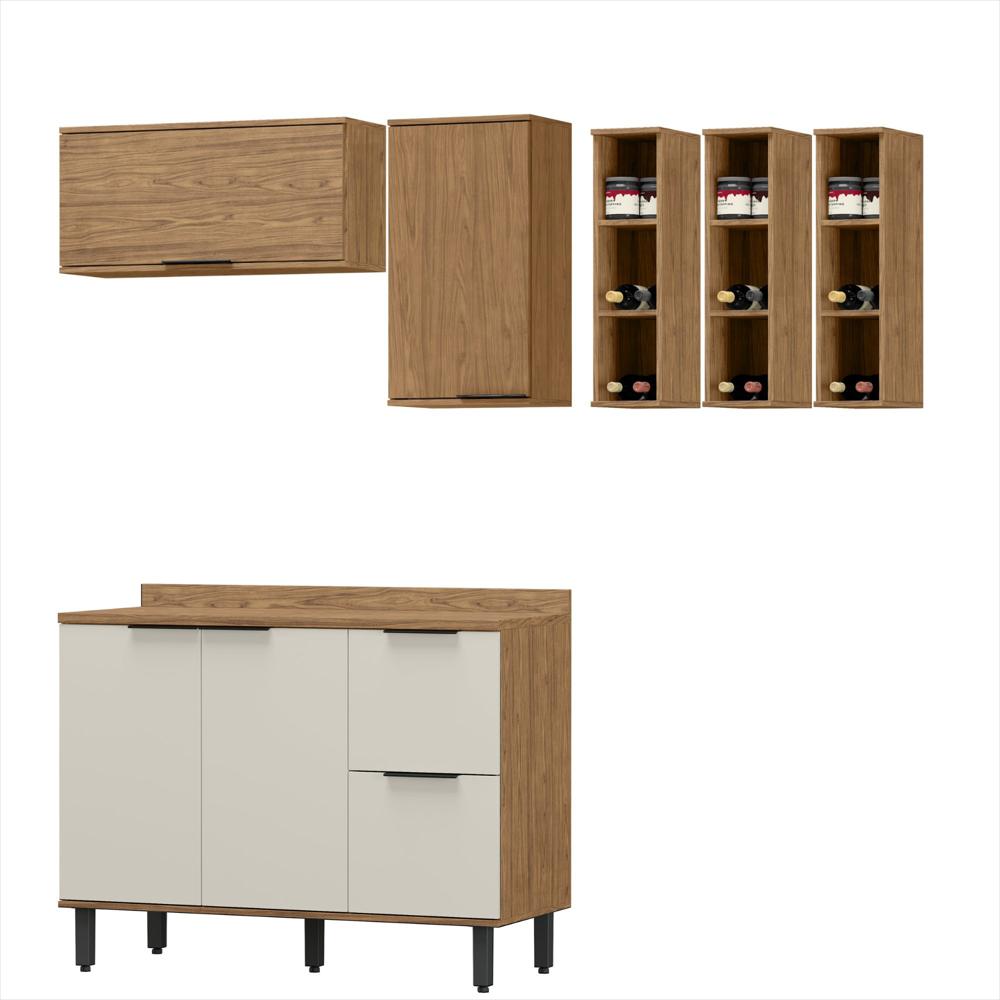 Cocina 180 Cm Bahamas 4 Puertas 2 Cajones Almendra Blanco Apagado img #1