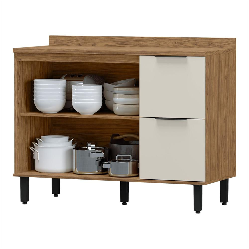 Cocina 120 Cm Malta 3 Puertas 2 Cajones Natural Blanco Apagado img #3