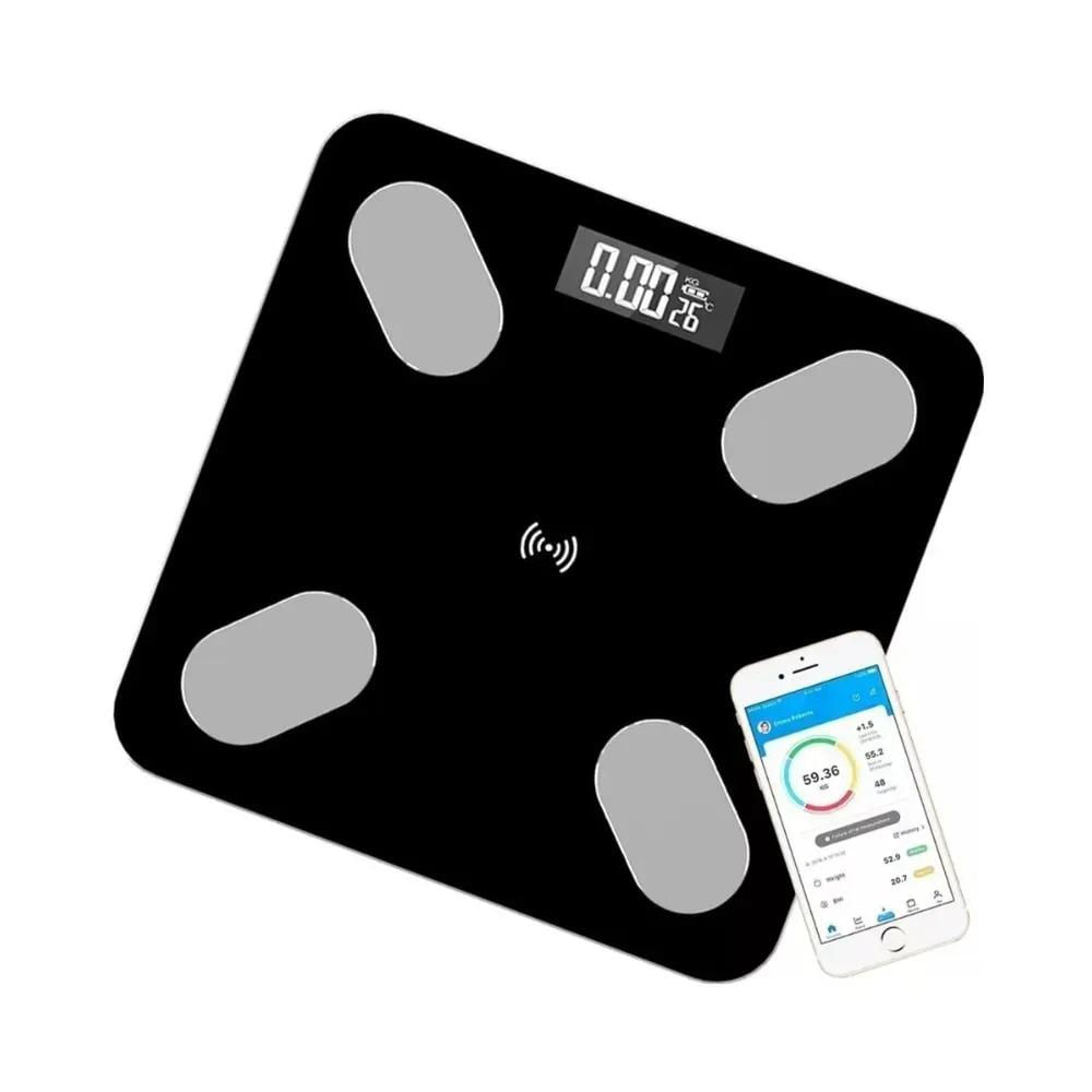 Pesa Inteligente Bascula Bluetooth De Vidrio Analisis De Grasa Corporal Negro img #1