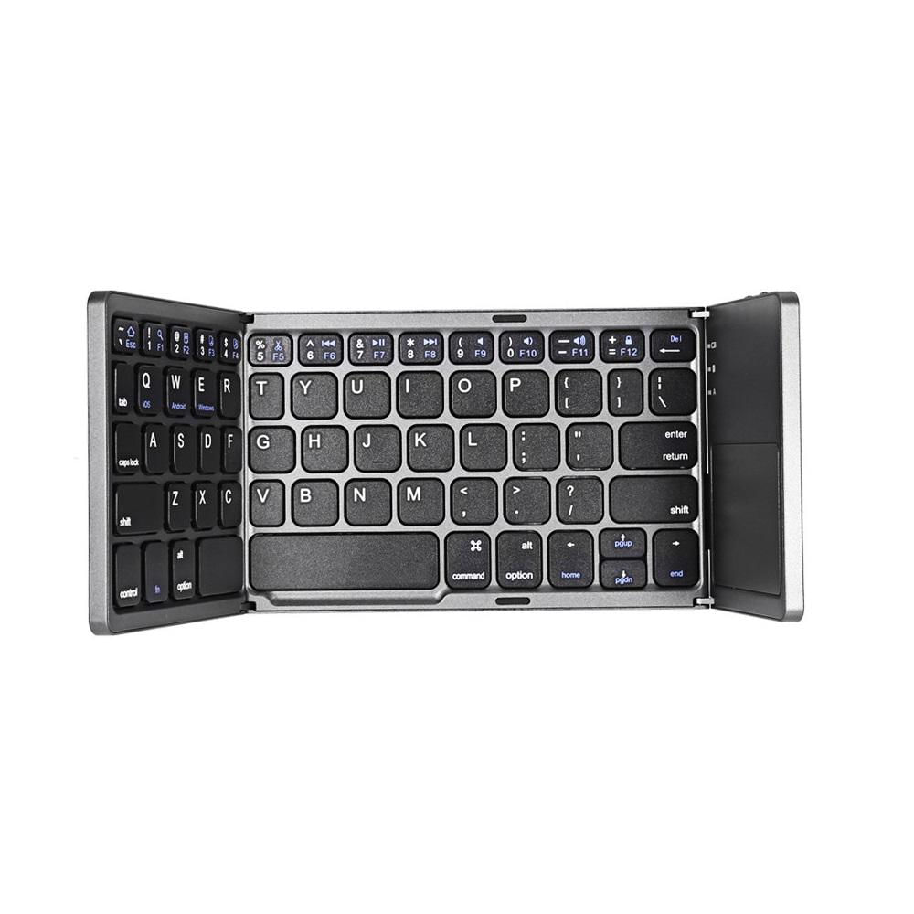 Teclado Inalambrico Bluetooth Plegable Con Touch Pad Recargable Usb Negro img #1