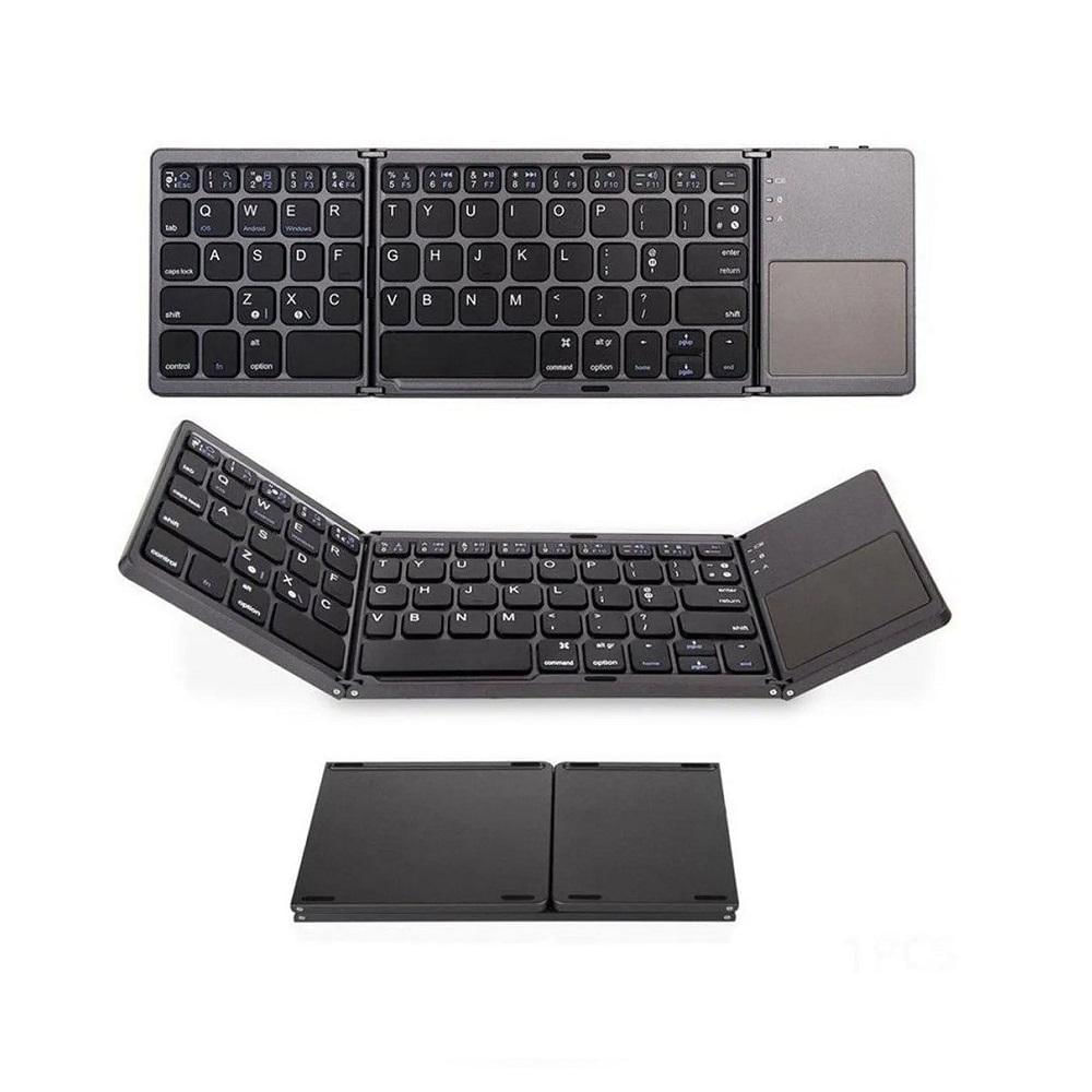 Teclado Inalambrico Bluetooth Plegable Con Touch Pad Recargable Usb Negro img #5