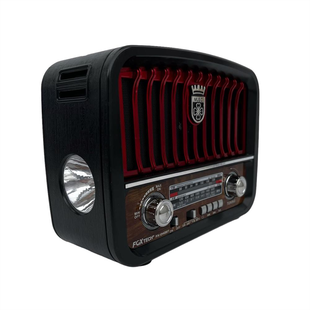 Parlante Retro Bluetooth Usb Radio Fm Linterna Portatil Fx042 Recargable img #1