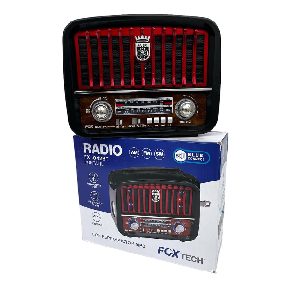 Parlante Retro Bluetooth Usb Radio Fm Linterna Portatil Fx042 Recargable img #4