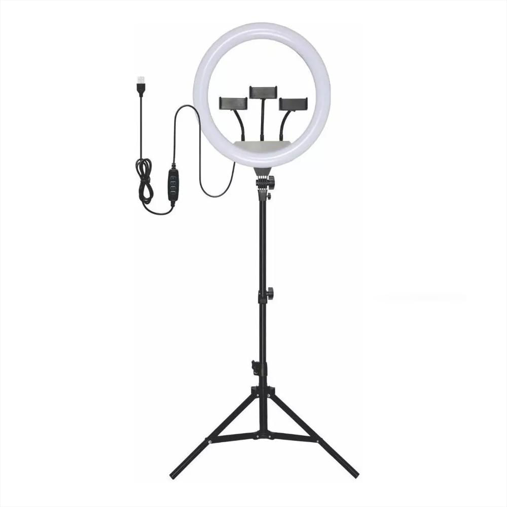 Aro De Luz Profesional 45 Cm Con Tripode Y 3 Soportes Para Celular img #1
